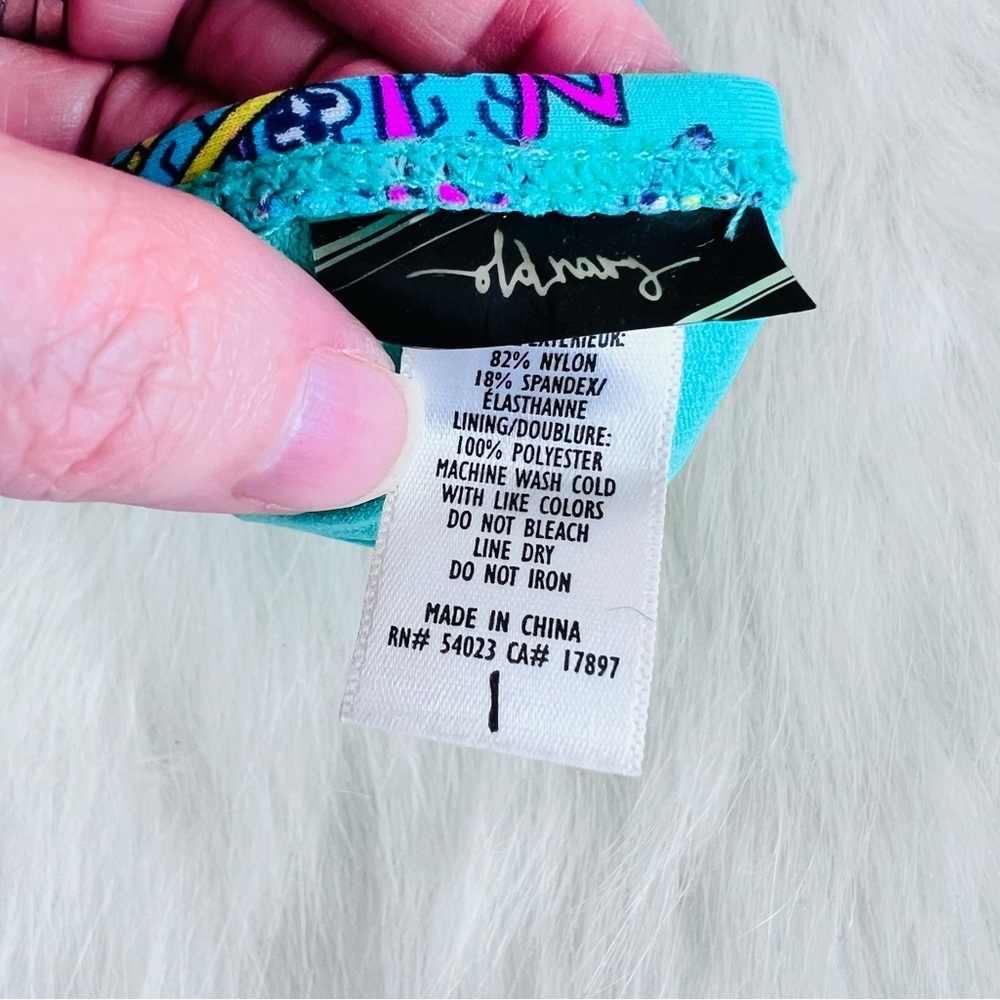 Y2K 2009 Old Navy Teal Paisley Tankini Swim Set - Teal and Purple Size 1 - Picture 11 of 14